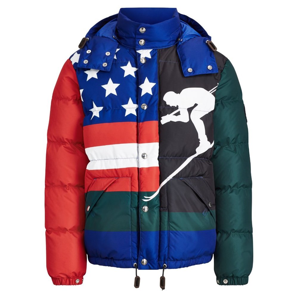 NEW Rare Polo Ralph Lauren Puffer Jacket! Retro Suicide Skier US Stars Flag CP93